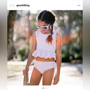 Wildling by Well Dressed Wolf 2 Piece Rainbow Heart Ruffle Bottom Swim Set 9/10